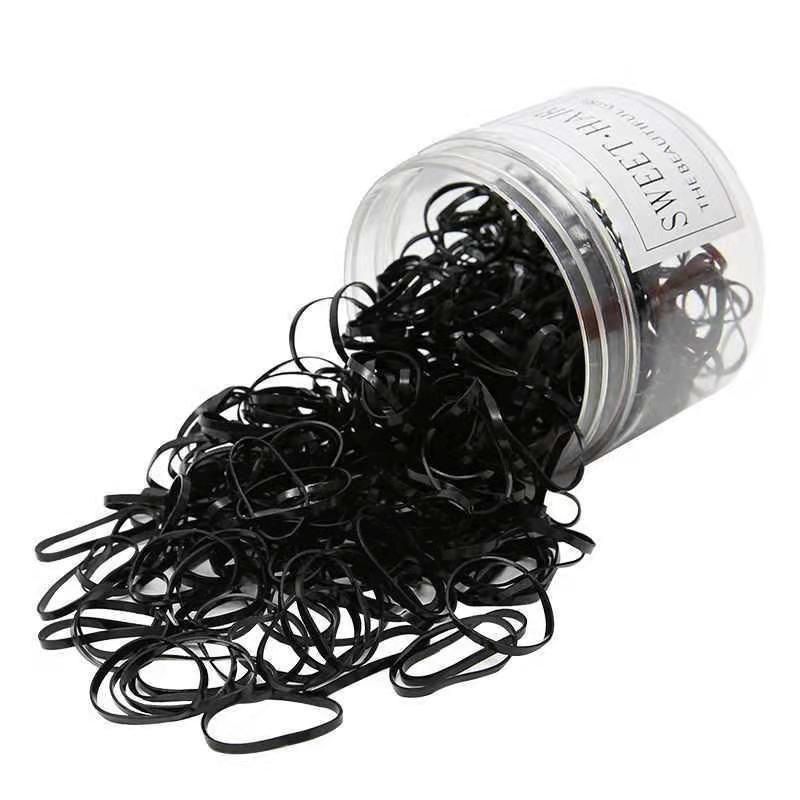 Cuerda de pelo para niños banda de goma desechable niñas bebé fuerte tirón constantemente negro pequeña banda de pelo no duele accesorios para el cabello de color