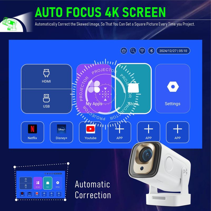 【外贸源厂】HY260pro1080p全自动对焦投影仪安卓投墙智能投影|undefined