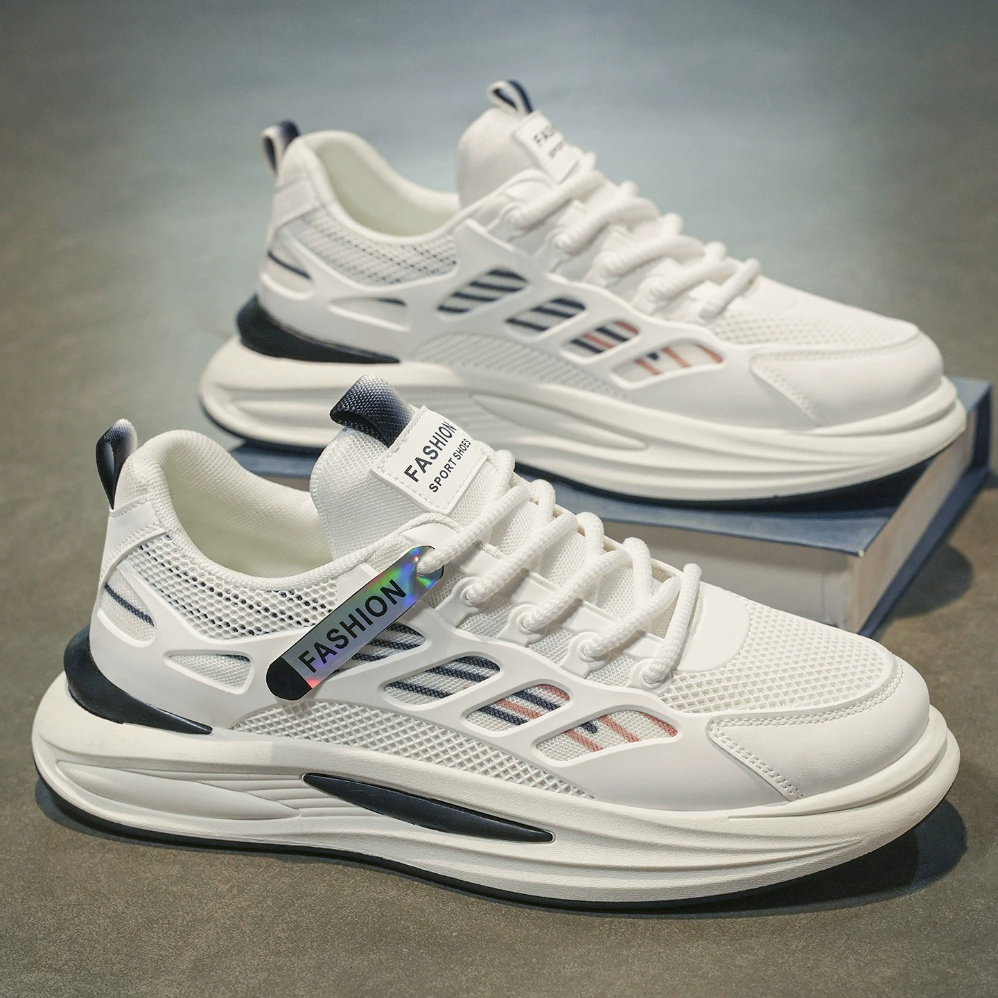 Мужская летняя новая дышащая сетчатая обувь, модные универсальные кроссовки на толстой подошве, повседневная обувь для папы, модная обувь