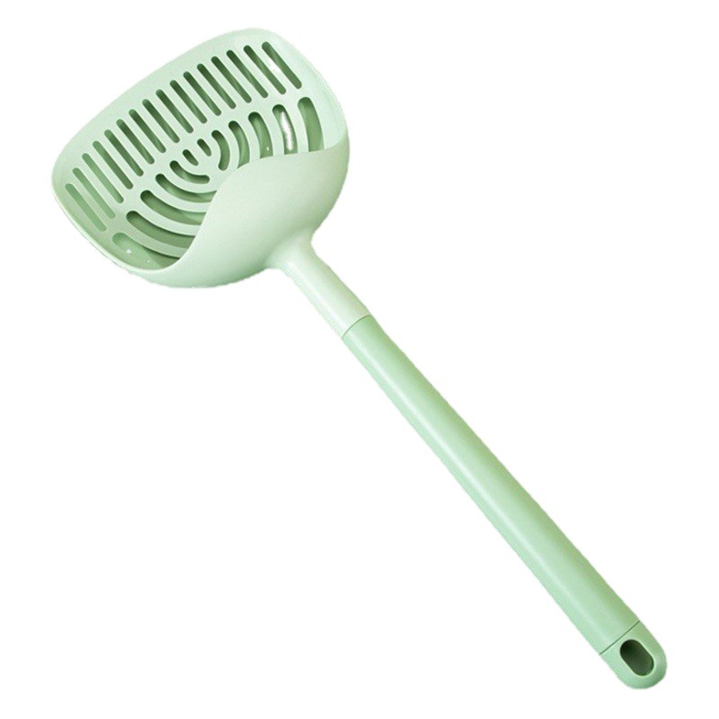 Mango largo pala de arena para gatos agujero fino pala de mierda de gato tofu arena bentonita pala de arena para gatos cuchara de arena para gatos de plástico grande al por mayor