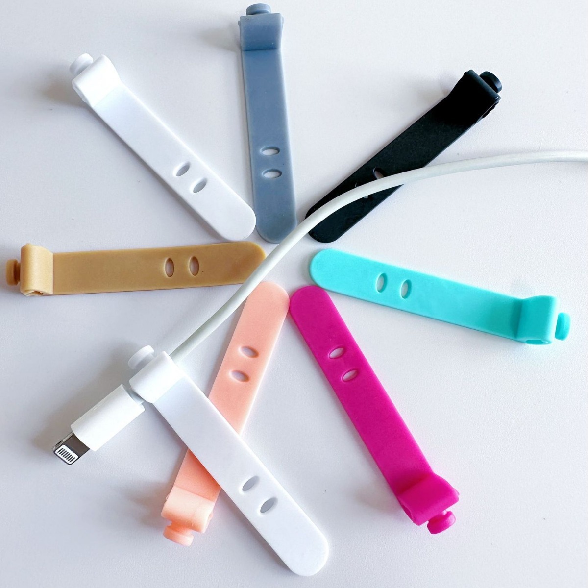 2孔3孔数据线扎带耳机捆绑收纳带硅胶绑带充电线绕线器扎带束线带