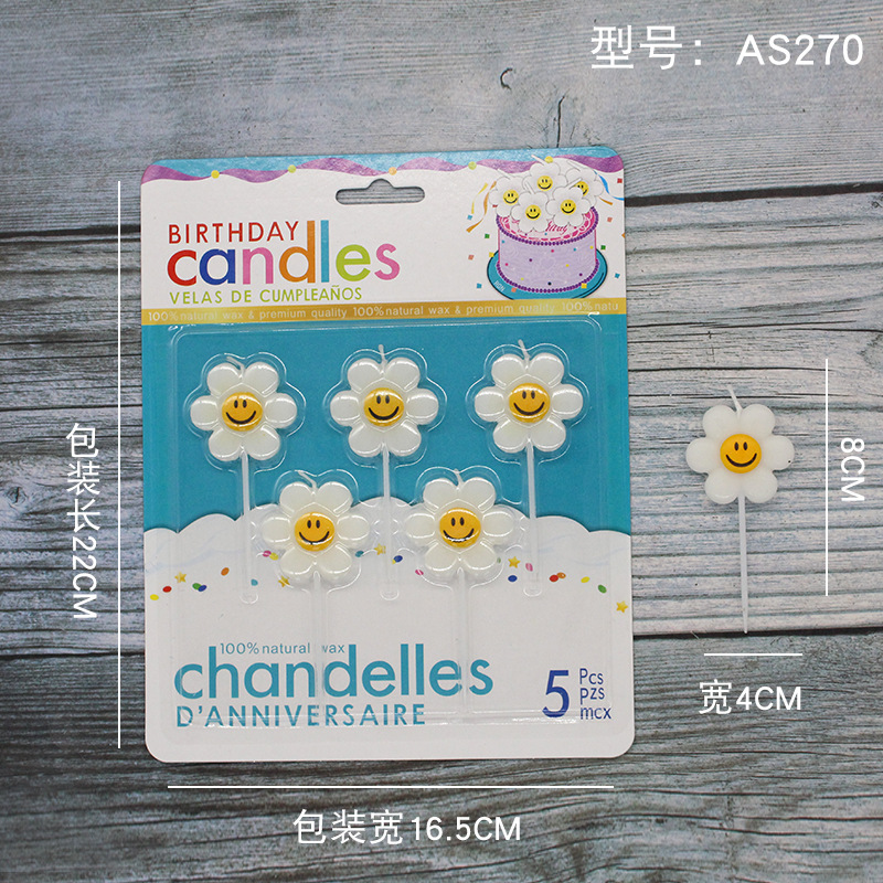 Vela de cumpleaños de dibujos animados al por mayor popular fiesta de flores oso dinosaurio donut cara sonriente vela de pastel para niños