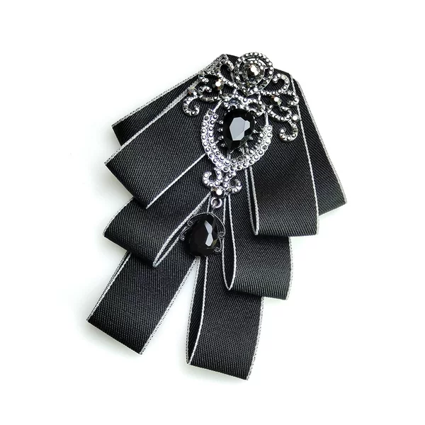 British College Style Retro Bow Tie with Arrow-Shaped Design, High-End Bow Tie for Men and Women, Rhinestone-Decorated Shirt Accessory