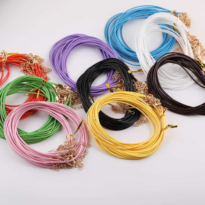 1.5mm Korean Black Leather Wax Cord 45cm Necklace Leather Cord DIY Handmade Clavicle Chain Lobster Clasp Pendant Chain