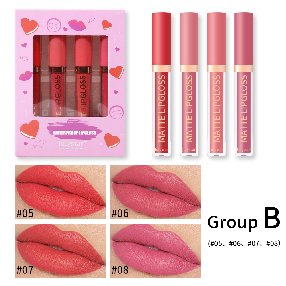 European and American velvet matte lipstick set, cross-border natural, long-lasting, non-fading and non-sticking lip gloss set box wholesale undefined