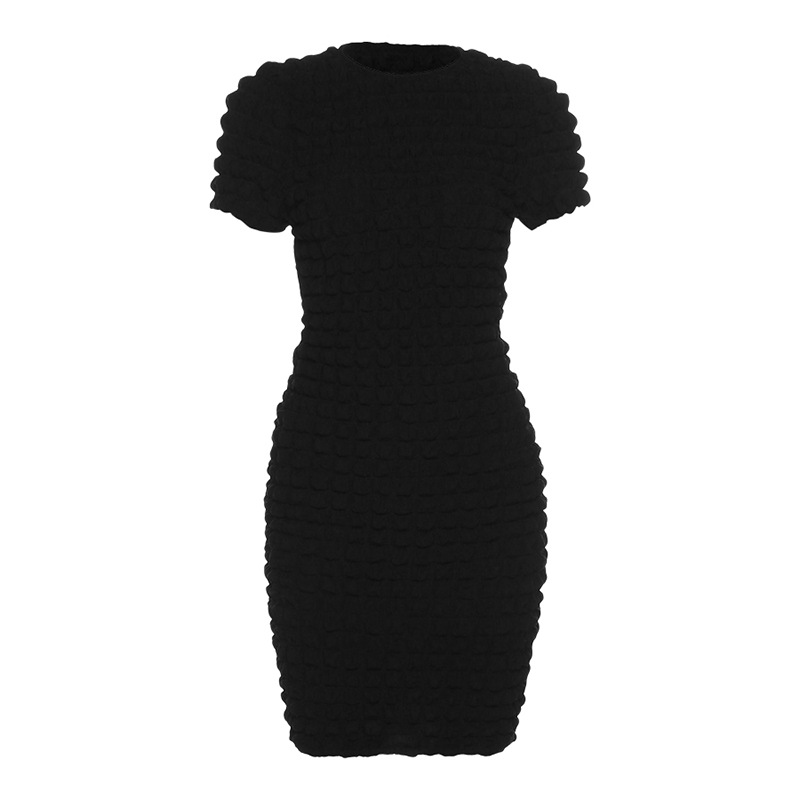 عارضة نمط الصلبة اللون جولة الرقبة قصيرة الأكمام الربط عارية الذراعين البوليستر Dresspicture5