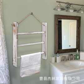 跨境木质墙壁毛巾架浴室浴巾毛巾收纳架壁挂式围脖地毯架衣帽架