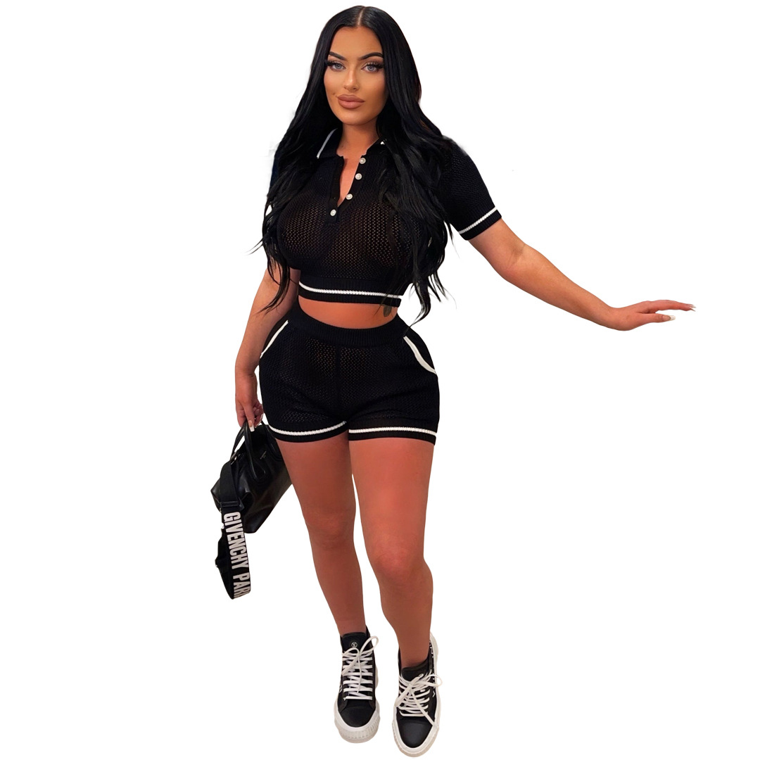 420g Weight Short Sleeve Sleeve Length Spandex, Polyester Fabric Type Pant Co-ord Set Sets Type 2 Pieces Set Quantity Daily Occasion V Neck Neckline Slim Fit Type Solid Color Pattern Summer Season Women's Gender Simple Style Style Daily Women's Simple Style Solid Color Spandex Polyester Pant Co-ord Set Shorts Sets 8