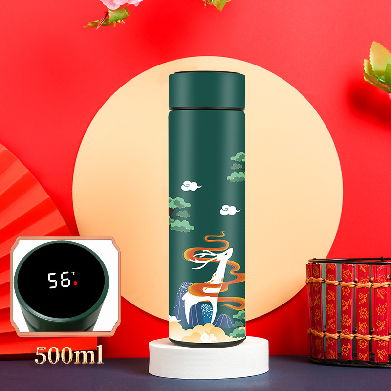 Estilo chino retro taza de vacío ins estilo nacional moda masculina y femenina estudiantes de acero inoxidable taza artística impresión creativa taza de agua