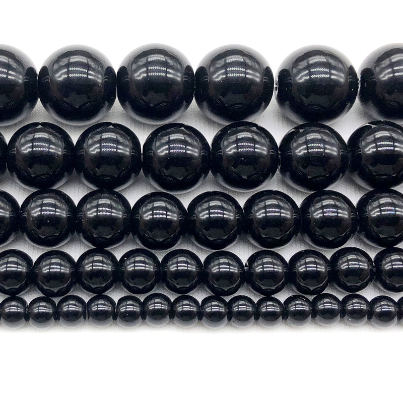 Black Glass Loose Beads DIY Necklace Earrings Round Bead Accessories Handmade Bracelet Black Curtain Door Curtain Beads