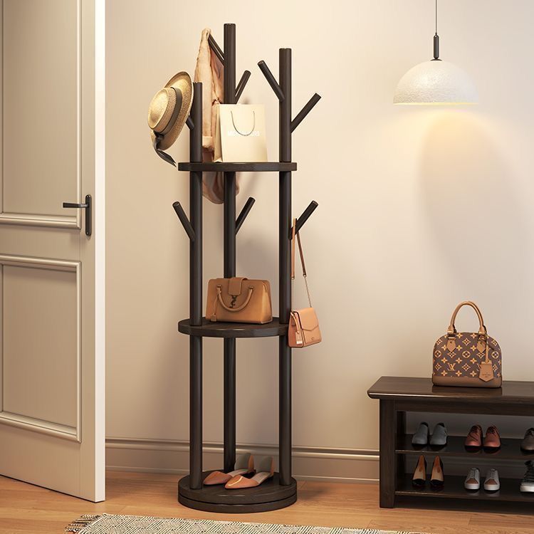 Rotating Coat Rack Floor-Standing Bedroom Living Room Clothes Rack Household Solid Wood Vertical Bag Rack Clothes Rack Storage Rack