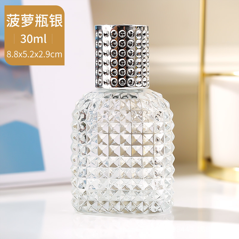 Botellas de perfume al por mayor en stock, botellas de repuesto de perfume de 30 ml, botellas de vidrio vacías de alta gama de gran capacidad de 50 ml
