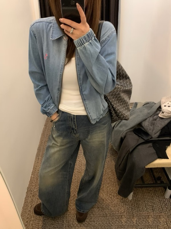 RL拉夫哈灵顿夹克牛仔立领拉链外套小马刺绣美式复古哈灵顿外套女|undefined