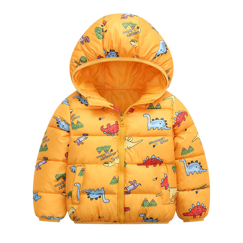 2022 new children's and middle school children's thickened hooded down cotton jacket short cartoon boys' and girls' jacket