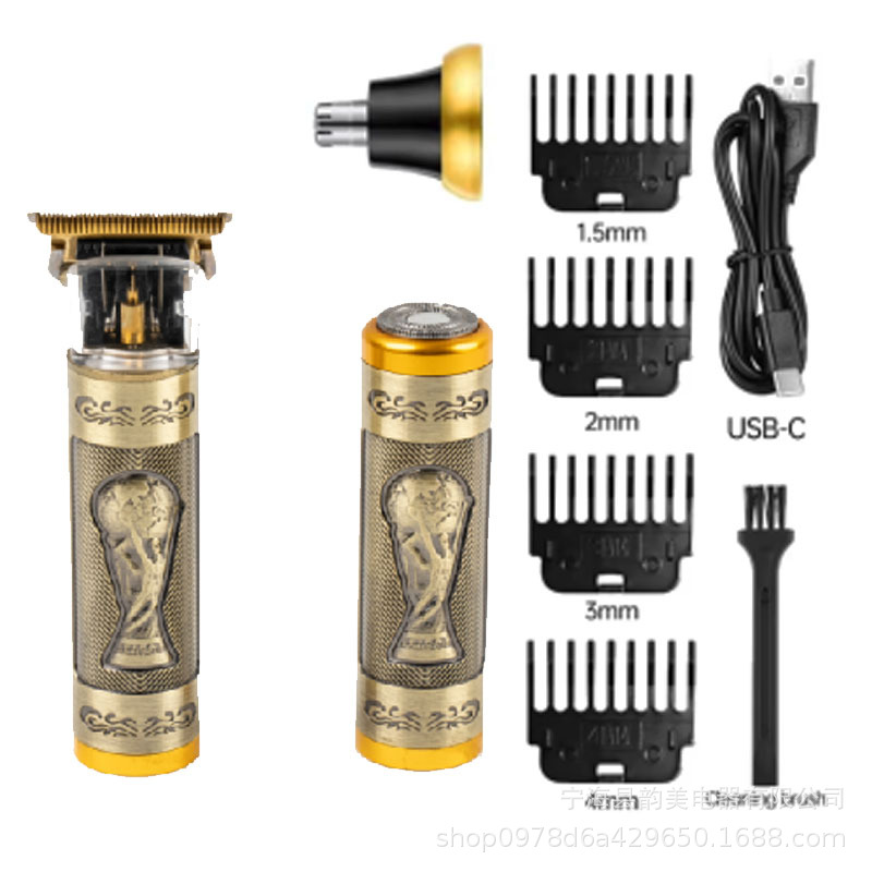 Multifuncional 3 - en - 1 afeitador de cabeza de aceite cortador de pelo para hombres afeitador de cabeza calva artefacto nariz pellizco eléctrico