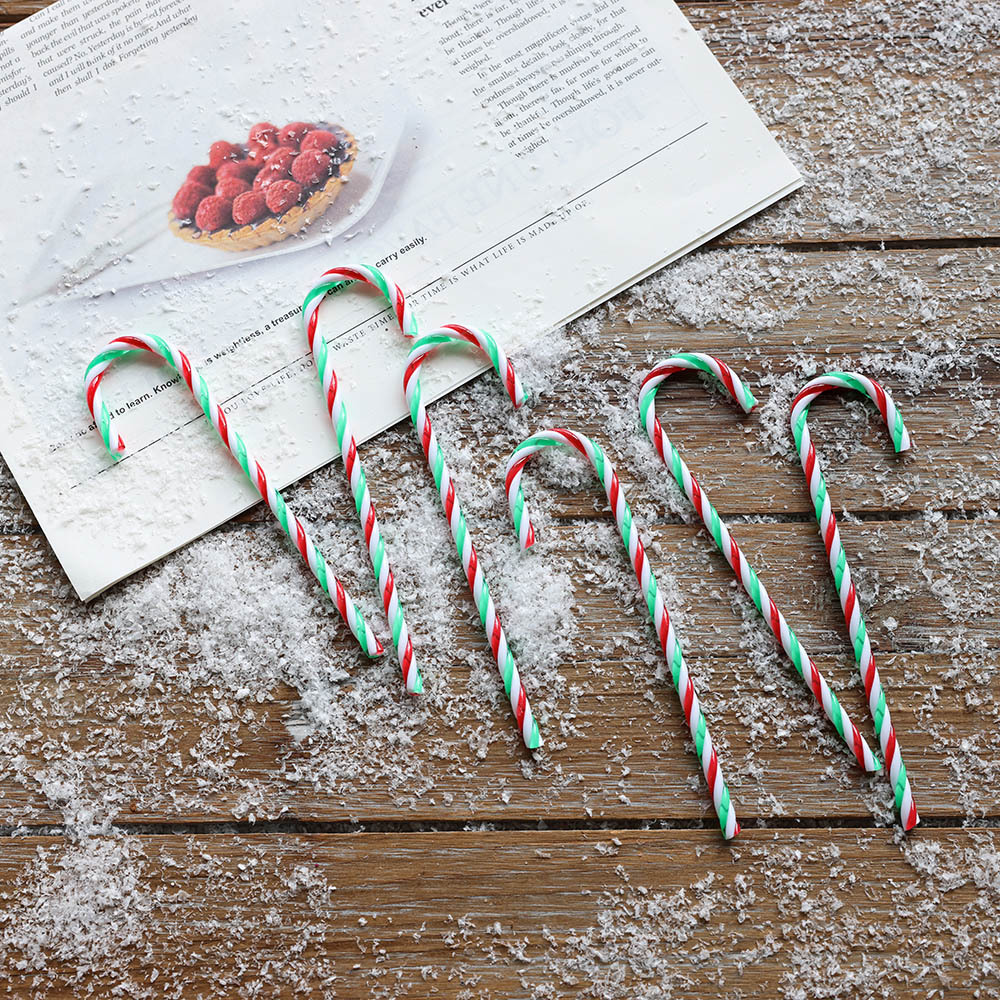 Adornos navideños de plástico con forma de bastón, decoraciones colgantes para árboles de Navidad, coronas navideñas, accesorios de guirnalda navideña se pueden mezclar.