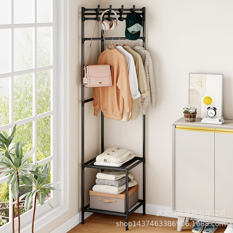 Floor-Standing Clothes Drying Rack for Home Room Bedroom Dormitory Overnight Clothes Rack Rod Storage Corner Coat Rack