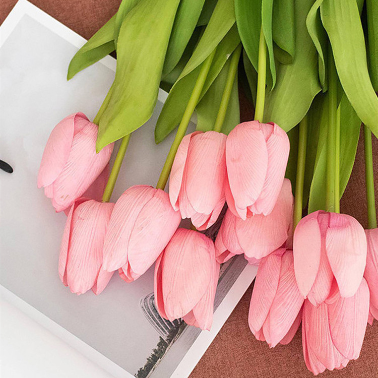 Ins Tulip flor artificial decoración de la sala de estar flor artificial Flor de plástico mesa de comedor decoración del hogar suministros florales