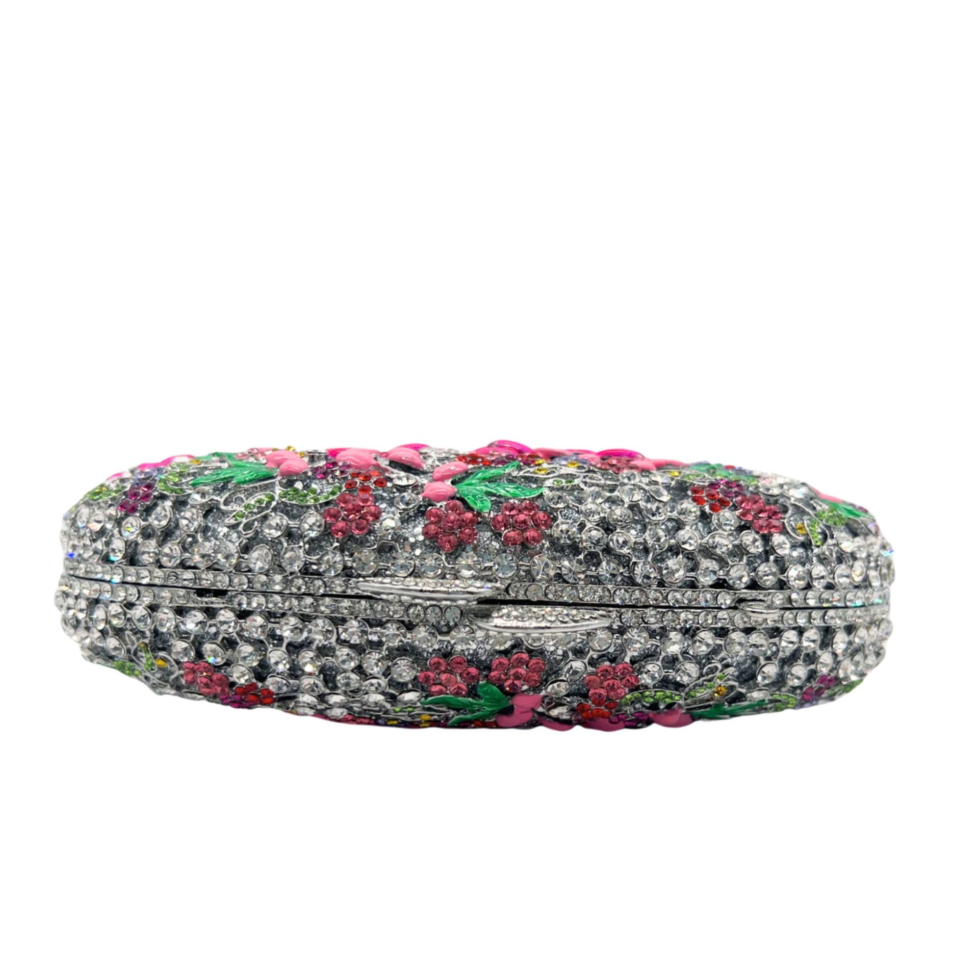 Túi clutch dạ tiệc nạm kim cương hoa sáp dầu, hộp cứng đính đá lấp lánh — Màu bạc, Cá tính đặt làm