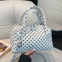 包包斜挎包热销女包韩系波点波士顿手提包复古小众设计甜美单肩包