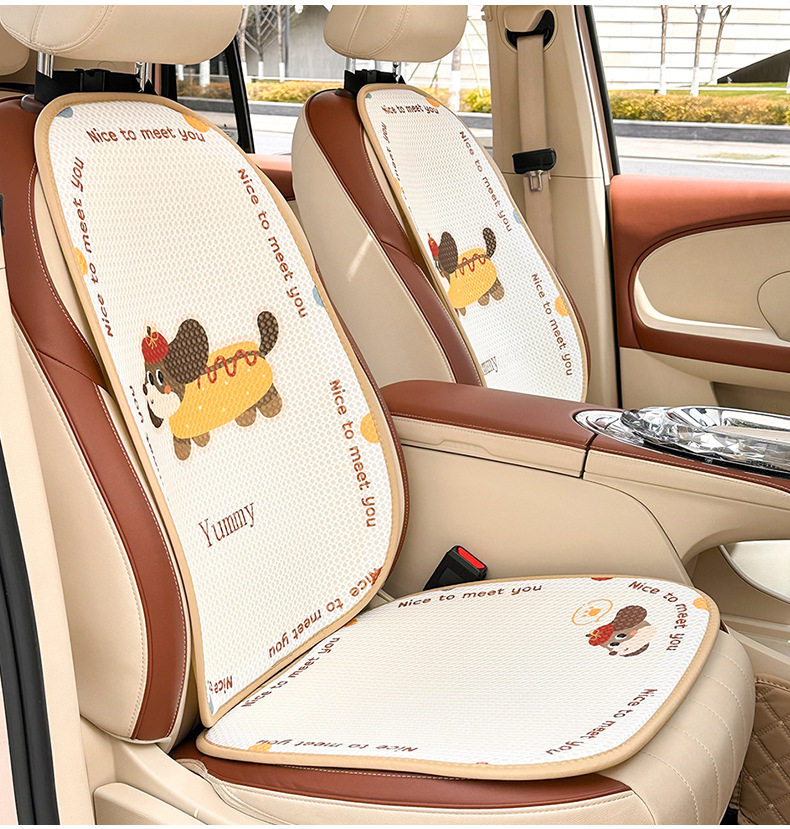 Blue Rain Ice Silk Memory Foam Car Headrest Lumbar Support Cartoon Cute Car Waist Support Cushion Comfortable Car Pillow
