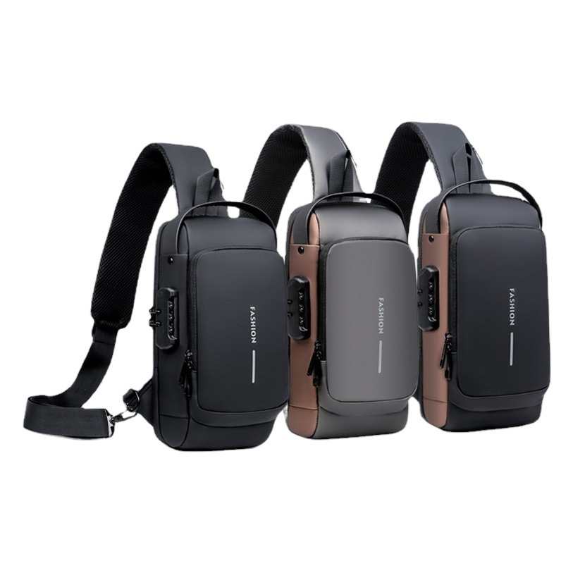 Nueva bolsa de pecho de los hombres mochila USB carga mochila hombro pecho bolsa de viaje mochila impermeable crossbody bolsa de pecho