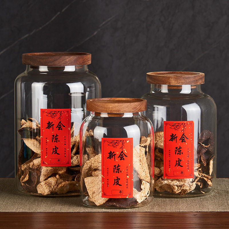 蓋付きガラス瓶、密封瓶、保存瓶、家庭用防湿茶瓶、薬用みかんの皮保存瓶|undefined