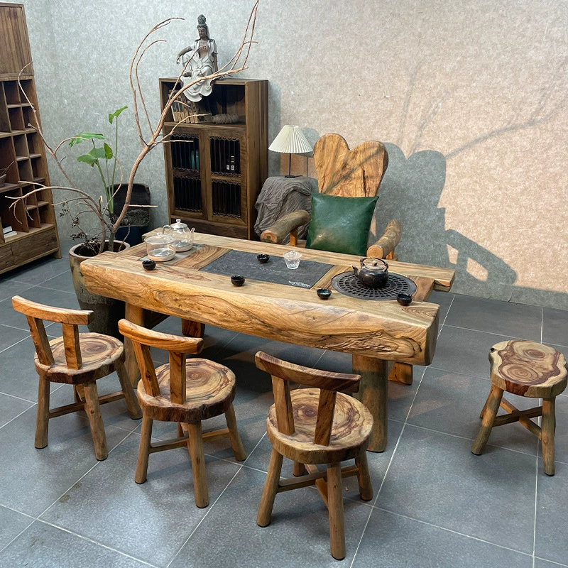 Новый стильный чайный столик из камфорного дерева для заваривания чая, подходит для чайных комнат, гостевых домов, вилл, чайных зон и офисного заваривания чая.