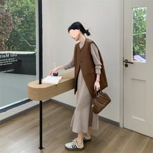 休闲马甲连衣裙女套装春秋2025新款流行气质穿搭鱼尾长裙减龄