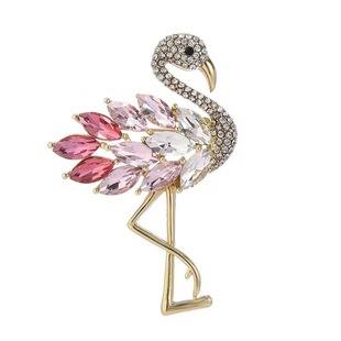High-end fashion Flamingo crystal brooch cute high-end animal pin coat suit jacket corsage wholesale