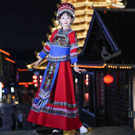 苗族舞蹈演出服壮族民族服装女湘西云南少数民族土家族节日舞蹈服