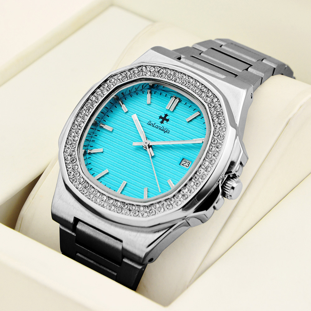 Patek Nautilus 5711 Watch with Diamond Ring Stainless Steel Strap Fully Automatic Mechanical Men's Watch Cross-Border Foreign Trade Dropshipping