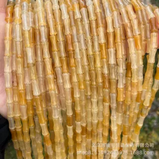 特价批发 天然石黄玉竹节管珠手链项链串珠diy半成品饰品配件材料