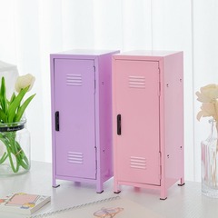 金属化粧品収納キャビネットデスクトップ化粧品収納ボックスマカロンカラーガールハート鉄収納キャビネット