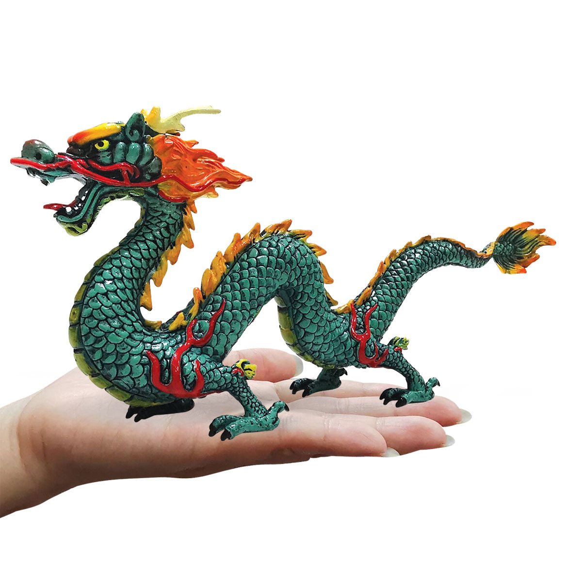Modelo animal de simulación sólida transfronteriza de dragón chino oriental de la bestia auspiciosa de cinco patas de plata modelo de ornamentación de dragón azul