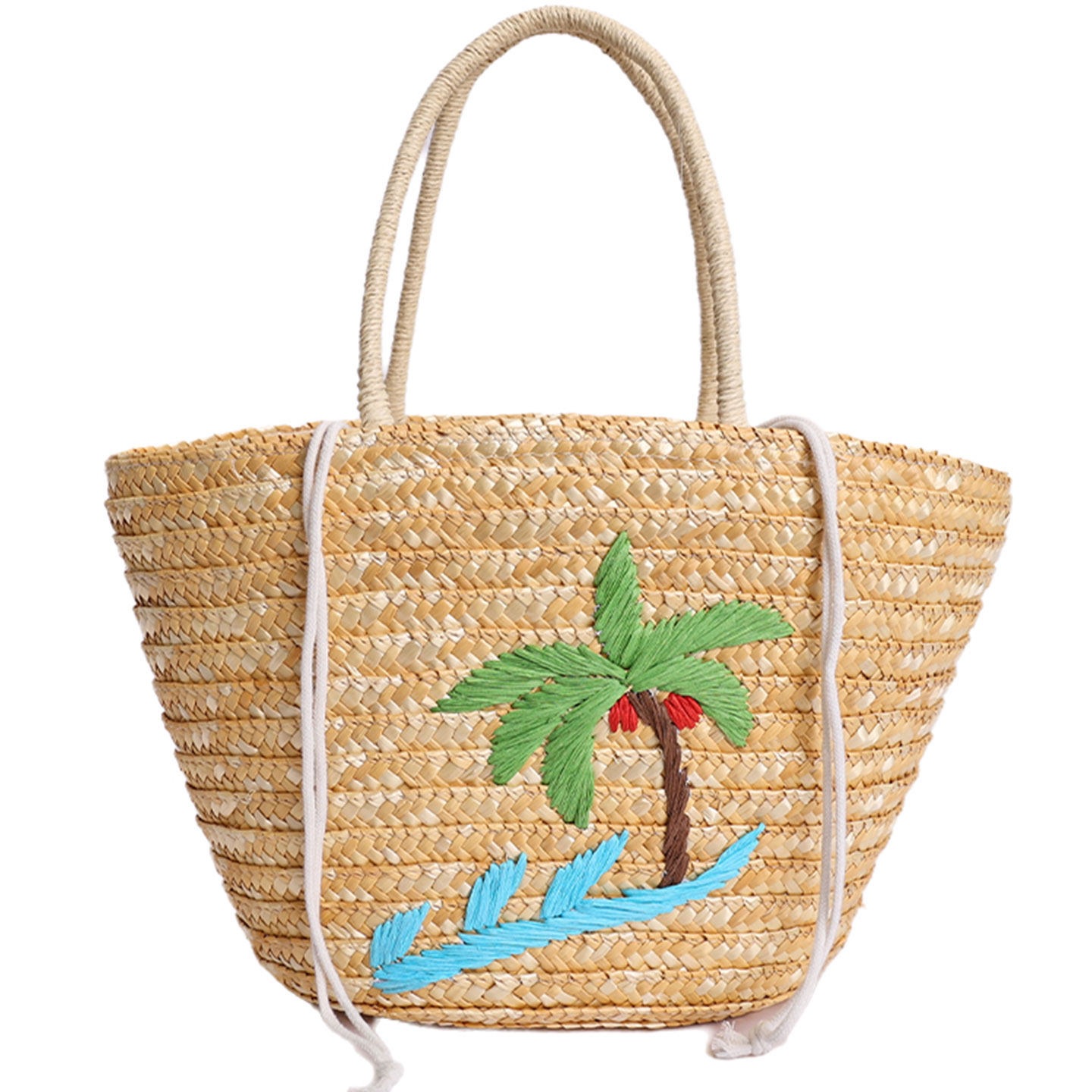 Bolsa de mano de mujer coco trenzado bolsa de moda de viento nuevo cubo hecho a mano de gran capacidad 2026 vacaciones de paja de hombro