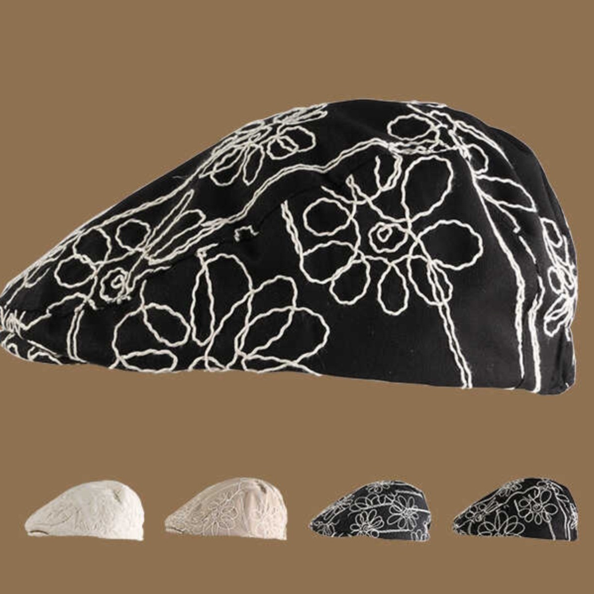 Diseño de nicho retro flor bordada gorra de avance ins blogger con 24 nuevas gorras de moda de mujer