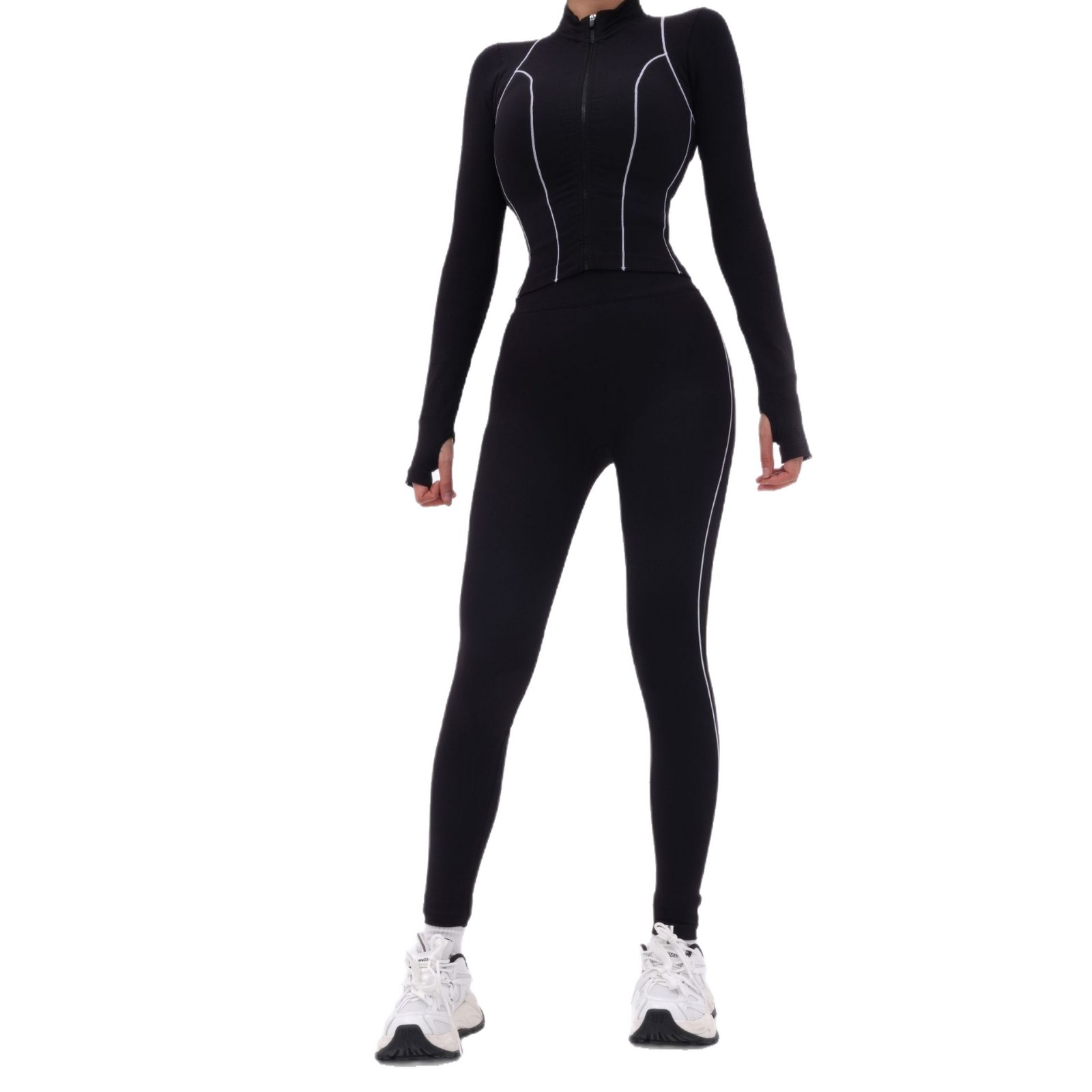 Europa y los Estados Unidos transfronterizos nuevos set de ropa de yoga de color contraste mujer camisa casual cintura alta abdominal yoga fitness set