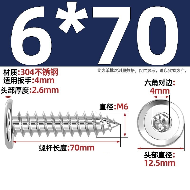 黑色304不锈钢倒边内六角自攻螺钉大平头薄头家具螺丝M2M3M4M5-M8|undefined