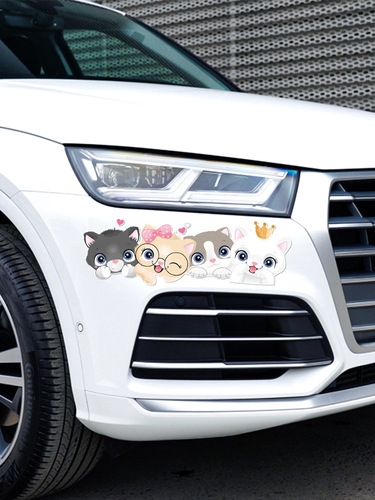 Cute cartoon decorative stickers cat car stickers creative electric motorcycle cover scratches rear window bumper cover