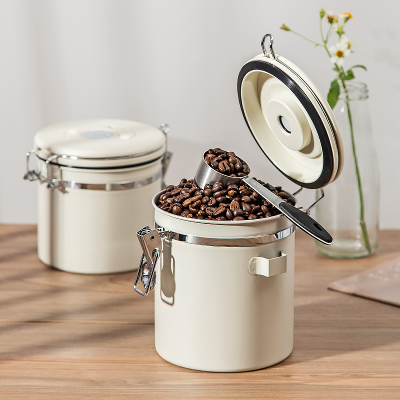Automatic Exhaust Sealed Jar Coffee Bean 304 Stainless Steel Exhaust Storage Jar Fresh-keeping Moisture-proof Storage Multiplexing