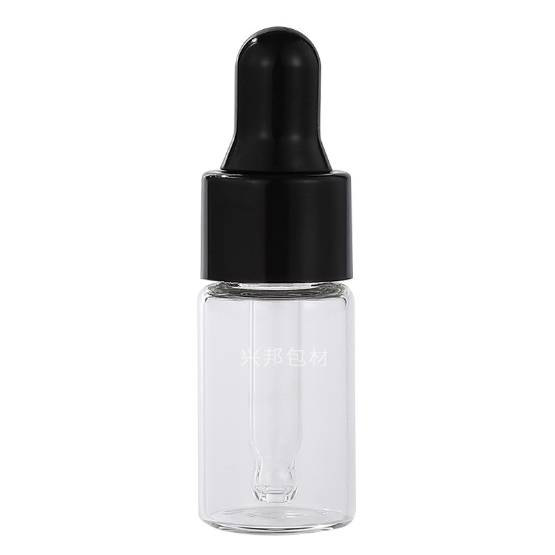 En stock botella cuentagotas 2ml 3ml 5ml botella de vidrio transparente esencia pequeña botella de muestra botella de líquido original botella de aceite esencial sub-botella