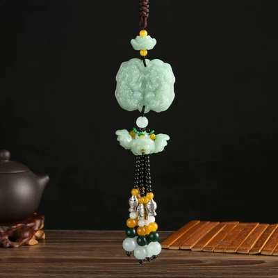 Car hanging, car hanging decorations car lotus - shallow-jade-car-hanger-double-sided-pixiu