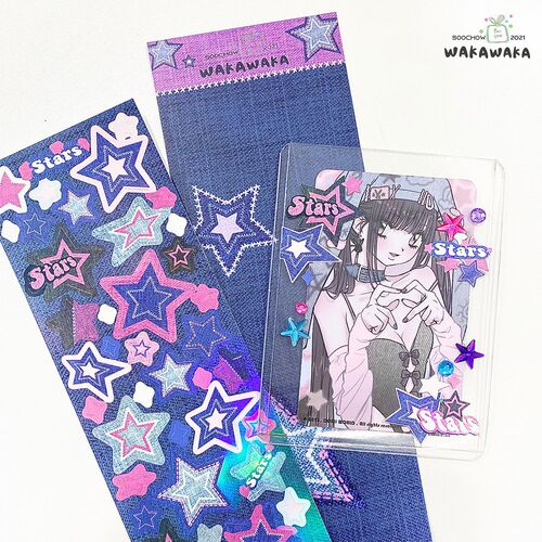 [y2k star stickers] Waka Waka Guka hand account stickers ins style cute hot girl diy small card decoration