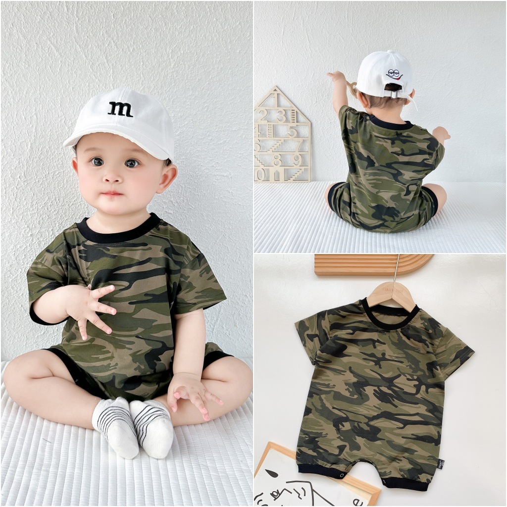 Korean style ins style 2024 summer infant and toddler crawling clothes for men and women, short-sleeved onesies, newborn one-piece pajamas