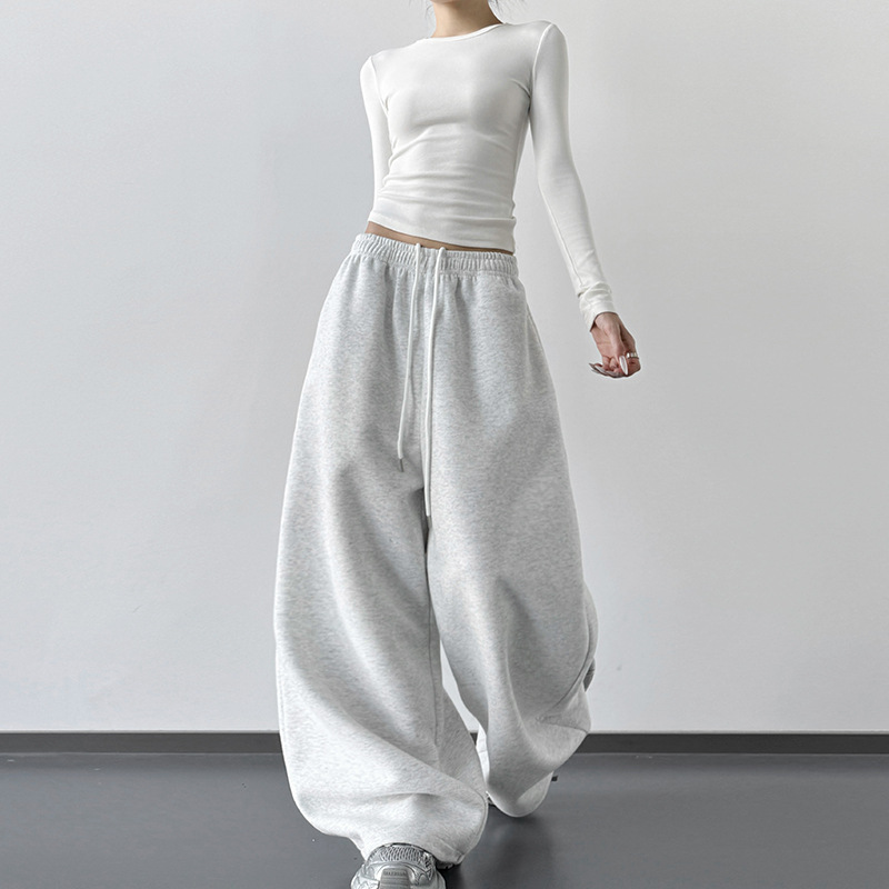 American Style Women's Sweatpants 2025 New Spring and Autumn High-Waisted Slimming Wide-Leg Pants Casual Straight-Leg Jogger Sweatpants