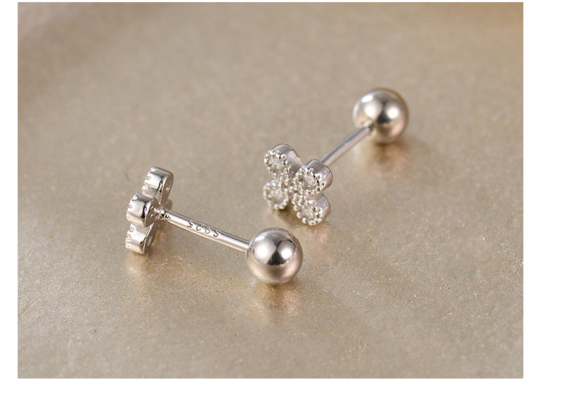 1 Pair Ig Style Korean Style Flower Plating Sterling Silver Ear Studs display picture 1