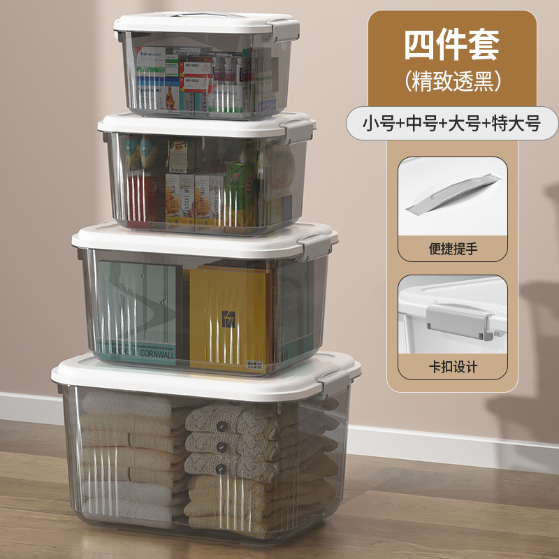 Caja de almacenamiento plástico con tapa portátil ecológica varios tamaños image 37