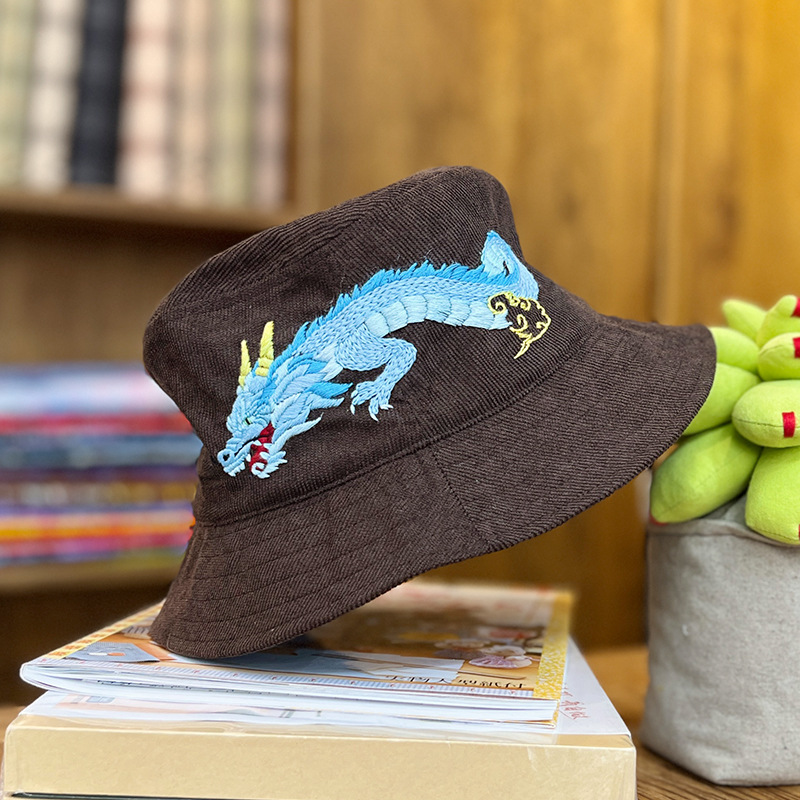 Lu bordado a mano diy sombrero de pescador sombrero de deportes para hombres y mujeres estudiantes sombrero de flores de dibujos animados casuales coreanos