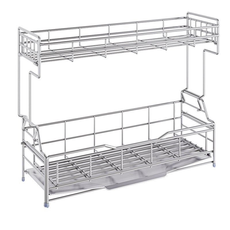 明凌 日韓で人気の炭素鋼製食器棚 キッチン収納ラック 水切りかご 伸縮式食器収納ラック